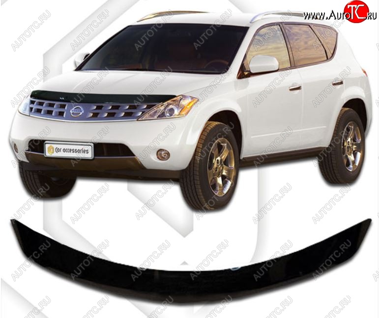 2 499 р. Дефлектор капота CA-Plastic  Nissan Murano  1 Z50 (2002-2009) (Classic черный, Без надписи)  с доставкой в г. Санкт‑Петербург