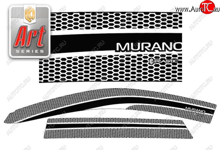 2 299 р. Дефлектора окон CA-Plastic  Nissan Murano  1 Z50 (2002-2009) (Серия Art черная, Без хром.молдинга)  с доставкой в г. Санкт‑Петербург