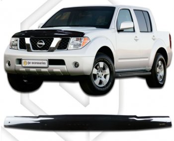 1 799 р. Дефлектор капота CA-Plastiс Nissan Navara 2 D40 рестайлинг (2010-2016) (Classic черный, Без надписи)  с доставкой в г. Санкт‑Петербург. Увеличить фотографию 1