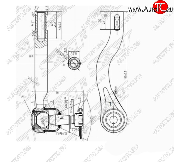 759 р. Левый наконечник рулевой тяги SAT  Nissan Navara  2 D40 (2004-2010) дорестайлинг  с доставкой в г. Санкт‑Петербург