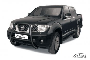 20 159 р. Защита переднего бампера Arbori (высокая, черная, 1 труба d76 mm). Nissan Navara 2 D40 дорестайлинг (2004-2010)  с доставкой в г. Санкт‑Петербург. Увеличить фотографию 1