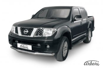 13 319 р. Защита переднего бампера Arbori (нержавейка, 1 труба d76 mm). Nissan Navara 2 D40 дорестайлинг (2004-2010)  с доставкой в г. Санкт‑Петербург. Увеличить фотографию 1