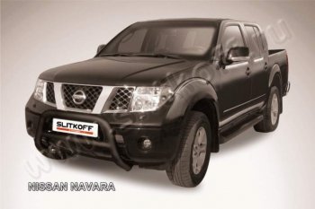 20 449 р. Кенгурятник d76 низкий  Nissan Navara  2 D40 (2004-2010) дорестайлинг (Цвет: серебристый)  с доставкой в г. Санкт‑Петербург. Увеличить фотографию 1