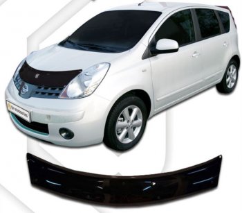 1 749 р. Дефлектор капота (левый руль) CA-Plastic Nissan Note 1 E11 дорестайлинг (2004-2008) (Classic черный, Без надписи)  с доставкой в г. Санкт‑Петербург. Увеличить фотографию 1