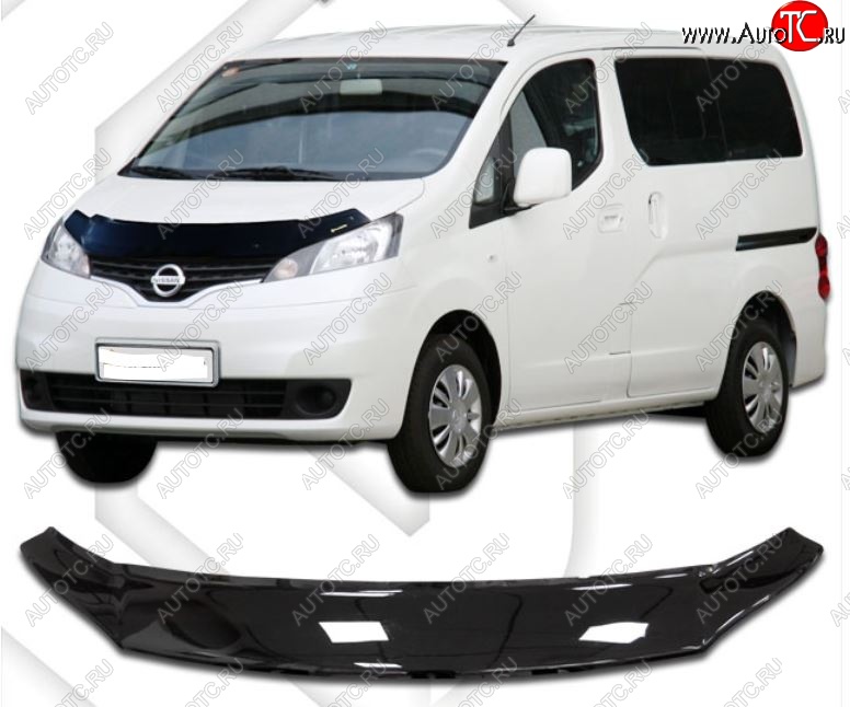 1 839 р. Дефлектор капота CA-Plastiс Nissan NV200 Euro (2009-2024) (Classic черный, Без надписи)  с доставкой в г. Санкт‑Петербург