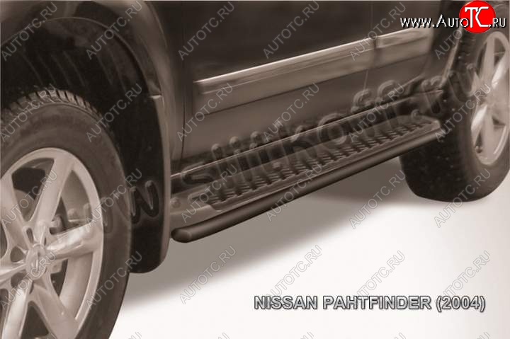 6 649 р. Защита штатного порога d42 Slitkoff  Nissan Pathfinder  R51 (2004-2007) дорестайлинг (Цвет: серебристый)  с доставкой в г. Санкт‑Петербург