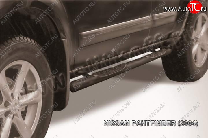 10 749 р. Защита порогов Slitkoff  Nissan Pathfinder  R51 (2004-2007) дорестайлинг (Цвет: серебристый)  с доставкой в г. Санкт‑Петербург