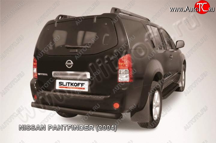 8 199 р. Защита задняя Slitkoff  Nissan Pathfinder  R51 (2004-2007) дорестайлинг (Цвет: серебристый)  с доставкой в г. Санкт‑Петербург