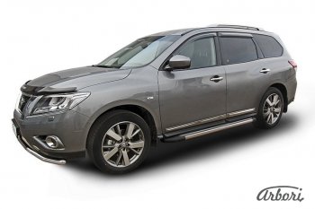 12 509 р. Порожки для ног Arbori Luxe Black Nissan Pathfinder R52 дорестайлинг (2012-2017)  с доставкой в г. Санкт‑Петербург. Увеличить фотографию 1