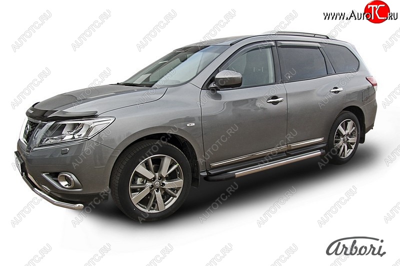 12 509 р. Порожки для ног Arbori Luxe Black Nissan Pathfinder R52 дорестайлинг (2012-2017)  с доставкой в г. Санкт‑Петербург