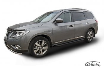 11 609 р. Порожки для ног Arbori Optima Black  Nissan Pathfinder  R52 (2012-2017) дорестайлинг  с доставкой в г. Санкт‑Петербург. Увеличить фотографию 1