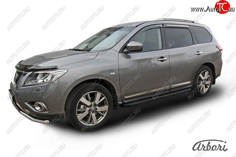 11 609 р. Порожки для ног Arbori Optima Black Nissan Pathfinder R52 дорестайлинг (2012-2017)  с доставкой в г. Санкт‑Петербург