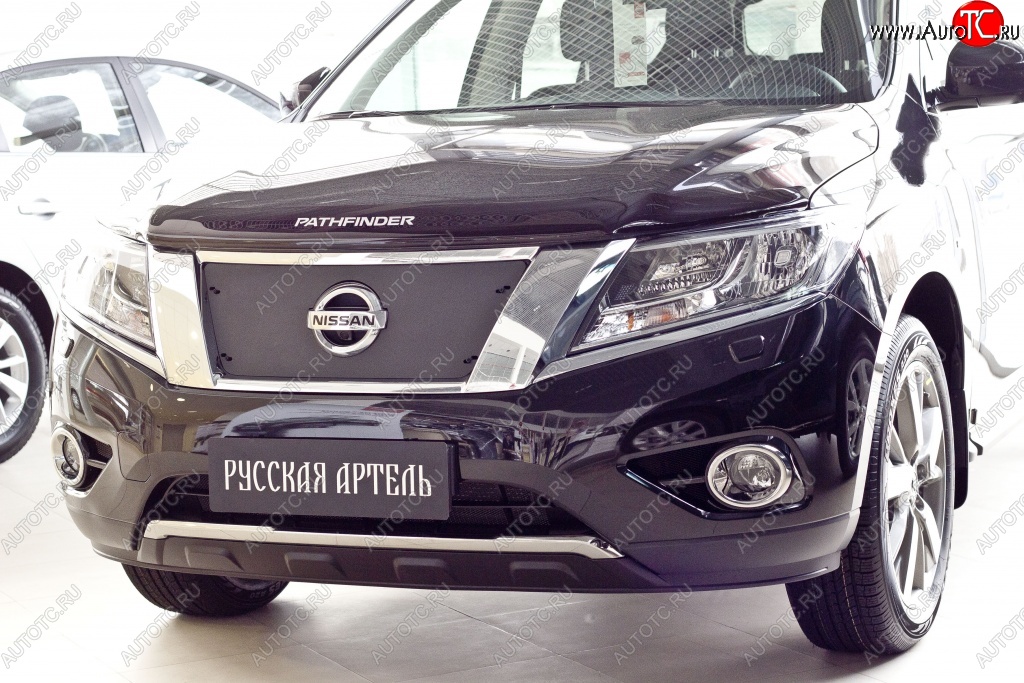 1 149 р. Зимняя заглушка решетки переднего бампера РА  Nissan Pathfinder  R52 (2012-2017) дорестайлинг  с доставкой в г. Санкт‑Петербург