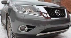 1 469 р. Нижняя сетка на бампер Russtal (черная) Nissan Pathfinder R52 дорестайлинг (2012-2017)  с доставкой в г. Санкт‑Петербург. Увеличить фотографию 2