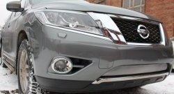 1 539 р. Нижняя сетка на бампер Russtal (хром)  Nissan Pathfinder  R52 (2012-2017)  с доставкой в г. Санкт‑Петербург. Увеличить фотографию 2