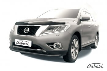 6 749 р. Защита переднего бампера Arbori (черная, 1 труба d57 mm). Nissan Pathfinder R52 дорестайлинг (2012-2017)  с доставкой в г. Санкт‑Петербург. Увеличить фотографию 1