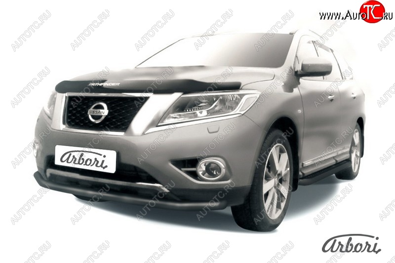 6 749 р. Защита переднего бампера Arbori (черная, 1 труба d57 mm). Nissan Pathfinder R52 дорестайлинг (2012-2017)  с доставкой в г. Санкт‑Петербург