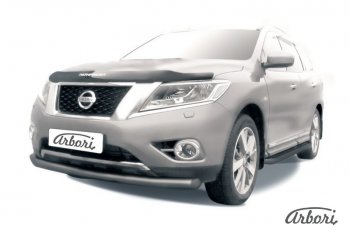 6 749 р. Защита переднего бампера Arbori (черная, 1 труба d57 mm). Nissan Pathfinder R52 дорестайлинг (2012-2017)  с доставкой в г. Санкт‑Петербург. Увеличить фотографию 1