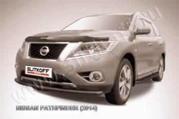 7 899 р. Защита переднего бампер Slitkoff  Nissan Pathfinder  R52 (2012-2017) (Цвет: серебристый)  с доставкой в г. Санкт‑Петербург. Увеличить фотографию 1