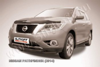 8 799 р. Защита переднего бампер Slitkoff  Nissan Pathfinder  R52 (2012-2017) (Цвет: серебристый)  с доставкой в г. Санкт‑Петербург. Увеличить фотографию 1