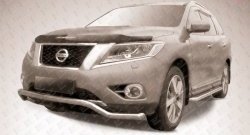 13 799 р. Фигурная защита переднего бампера диаметром 57 мм Slitkoff Nissan Pathfinder R52 дорестайлинг (2012-2017) (Нержавейка, Полированная)  с доставкой в г. Санкт‑Петербург. Увеличить фотографию 1