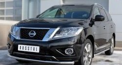 14 849 р. Защита порогов из круглой трубы диаметром 63 мм Russtal Nissan Pathfinder R52 дорестайлинг (2012-2017) (Защита порогов с со скосами на торцах (вариант 1))  с доставкой в г. Санкт‑Петербург. Увеличить фотографию 4