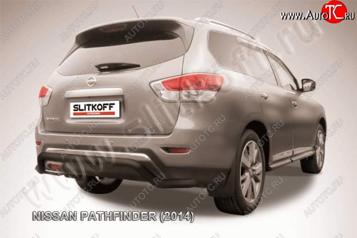 8 799 р. Защита задняя Slitkoff  Nissan Pathfinder  R52 (2012-2017) дорестайлинг (Цвет: серебристый)  с доставкой в г. Санкт‑Петербург