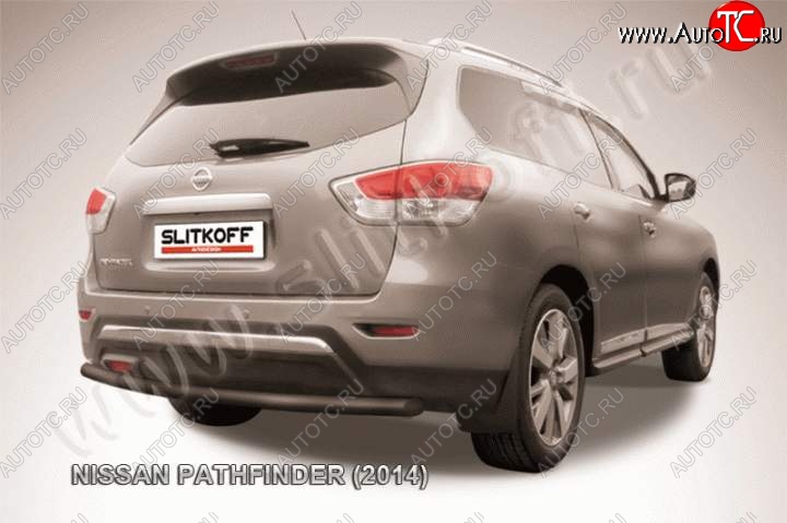 7 899 р. Защита задняя Slitkoff  Nissan Pathfinder  R52 (2012-2017) дорестайлинг (Цвет: серебристый)  с доставкой в г. Санкт‑Петербург