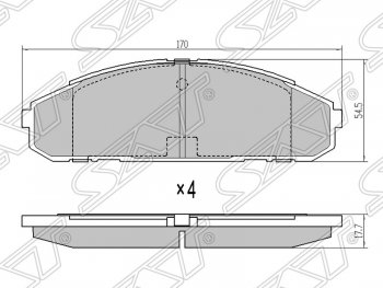 1 139 р. Колодки тормозные SAT (передние)  Nissan Patrol  4 (1987-1997) Y60  с доставкой в г. Санкт‑Петербург. Увеличить фотографию 1