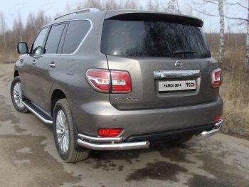 26 699 р. Защита заднего бампера (уголки двойные) ТСС 76,1/42,4 мм  Nissan Patrol  6 (2014-2017) Y62 рестайлинг  с доставкой в г. Санкт‑Петербург. Увеличить фотографию 1