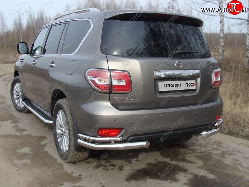 26 699 р. Защита заднего бампера (уголки двойные) ТСС 76,1/42,4 мм  Nissan Patrol  6 (2014-2017) Y62 рестайлинг  с доставкой в г. Санкт‑Петербург