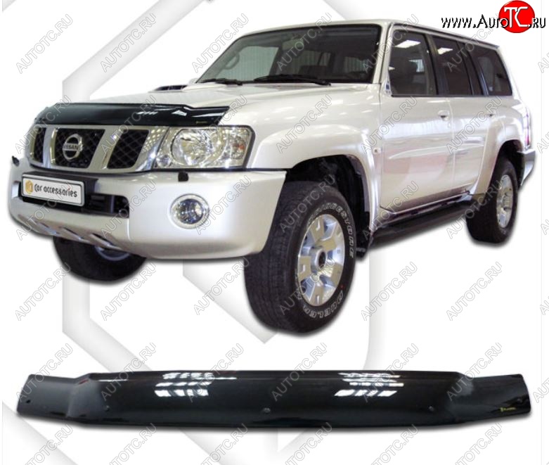 2 699 р. Дефлектор капота CA-Plastiс  Nissan Patrol  5 (2004-2010) Y61 2-ой рестайлинг (Classic черный, Без надписи)  с доставкой в г. Санкт‑Петербург