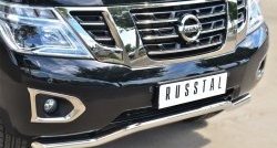 13 999 р. Защита переднего бампера (Ø63 мм волна, нержавейка) Russtal Nissan Patrol 6 Y62 дорестайлинг (2010-2014)  с доставкой в г. Санкт‑Петербург. Увеличить фотографию 2