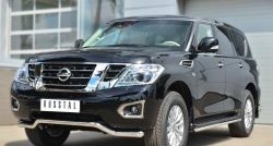 13 999 р. Защита переднего бампера (Ø63 мм волна, нержавейка) Russtal Nissan Patrol 6 Y62 дорестайлинг (2010-2014)  с доставкой в г. Санкт‑Петербург. Увеличить фотографию 3