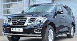 9 999 р. Защита переднего бампера (Ø63 мм с углами, нержавейка) Russtal Nissan Patrol 6 Y62 дорестайлинг (2010-2014)  с доставкой в г. Санкт‑Петербург. Увеличить фотографию 4