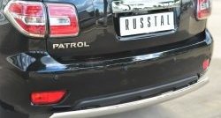 15 649 р. Защита заднего бампера (Ø75x42 мм, нержавейка) Russtal Nissan Patrol 6 Y62 рестайлинг (2014-2017)  с доставкой в г. Санкт‑Петербург. Увеличить фотографию 2