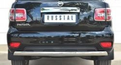 15 649 р. Защита заднего бампера (Ø75x42 мм, нержавейка) Russtal Nissan Patrol 6 Y62 рестайлинг (2014-2017)  с доставкой в г. Санкт‑Петербург. Увеличить фотографию 1