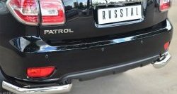 14 699 р. Защита заднего бампера (Ø76 мм уголки, нержавейка) Russtal Nissan Patrol 6 Y62 рестайлинг (2014-2017)  с доставкой в г. Санкт‑Петербург. Увеличить фотографию 2