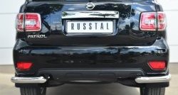 14 699 р. Защита заднего бампера (Ø76 мм уголки, нержавейка) Russtal Nissan Patrol 6 Y62 рестайлинг (2014-2017)  с доставкой в г. Санкт‑Петербург. Увеличить фотографию 1