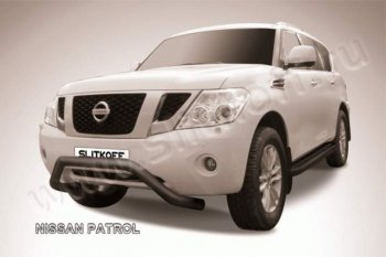 Кенгурятник d76 низкий широкий мини Nissan Patrol 6 Y62 дорестайлинг (2010-2014)