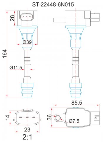 1 369 р. Катушка зажигания (QG13DE / QG15DE / QG18DE / GA15DE) SAT  Nissan Primera ( седан,  2 седан,  2 универсал) (1995-2003) P11 дорестайлинг, P11 рестайлинг, P11 рестайлинг  с доставкой в г. Санкт‑Петербург. Увеличить фотографию 1