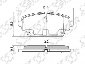 1 289 р. Колодки тормозные SAT (передние, 1.6/1.8) Nissan Primera 3 седан P12 (2001-2008)  с доставкой в г. Санкт‑Петербург. Увеличить фотографию 1