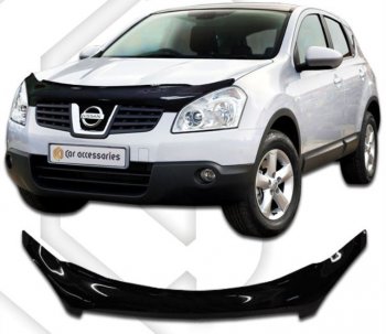 2 199 р. Дефлектор капота CA-Plastiс Nissan Qashqai 1 дорестайлинг (2007-2010) (Classic черный, Без надписи)  с доставкой в г. Санкт‑Петербург. Увеличить фотографию 1