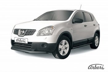 5 939 р. Защита переднего бампера Arbori (короткая, черная, 1 труба d57 mm). Nissan Qashqai 1 дорестайлинг (2007-2010)  с доставкой в г. Санкт‑Петербург. Увеличить фотографию 1