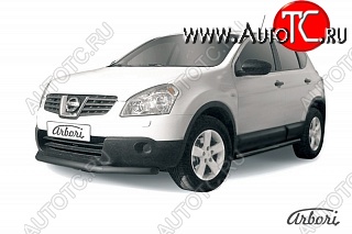 5 939 р. Защита переднего бампера Arbori (короткая, черная, 1 труба d57 mm). Nissan Qashqai 1 дорестайлинг (2007-2010)  с доставкой в г. Санкт‑Петербург