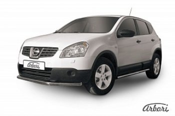 7 919 р. Защита переднего бампера Arbori (нержавейка, 1 труба d57 mm). Nissan Qashqai 1 дорестайлинг (2007-2010)  с доставкой в г. Санкт‑Петербург. Увеличить фотографию 1