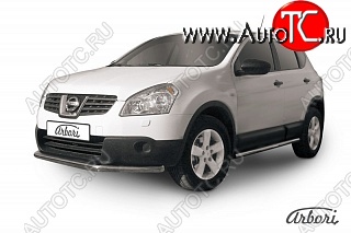 7 919 р. Защита переднего бампера Arbori (нержавейка, 1 труба d57 mm). Nissan Qashqai 1 дорестайлинг (2007-2010)  с доставкой в г. Санкт‑Петербург