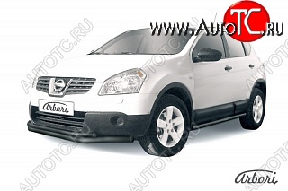 7 703 р. Защита переднего бампера Arbori (черная, 2 трубы d57 и 42 mm)  Nissan Qashqai  1 (2007-2010) дорестайлинг  с доставкой в г. Санкт‑Петербург