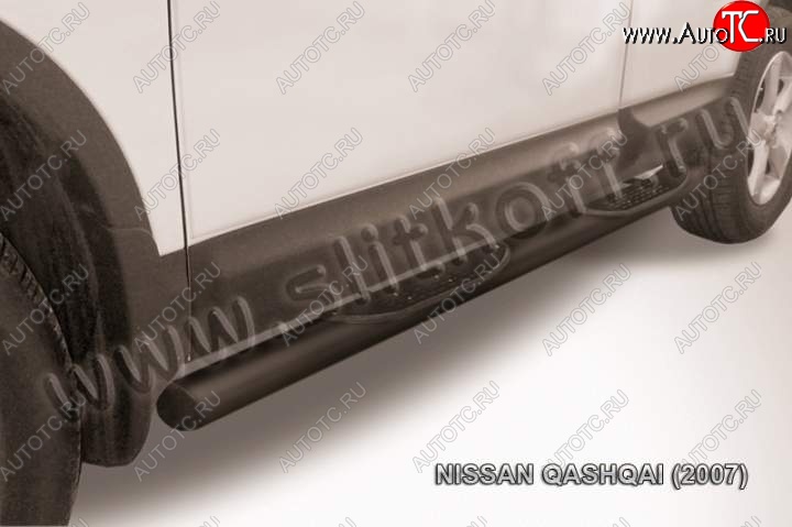 10 749 р. Защита порогов Slitkoff  Nissan Qashqai  1 (2007-2010) дорестайлинг (Цвет: серебристый)  с доставкой в г. Санкт‑Петербург