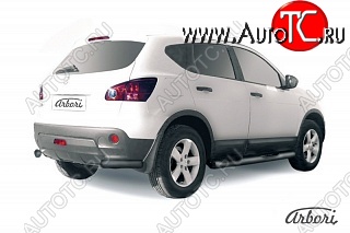 2 789 р. Защита заднего бампера Arbori (уголки, черная, 1 труба d57 mm). Nissan Qashqai 1 дорестайлинг (2007-2010)  с доставкой в г. Санкт‑Петербург